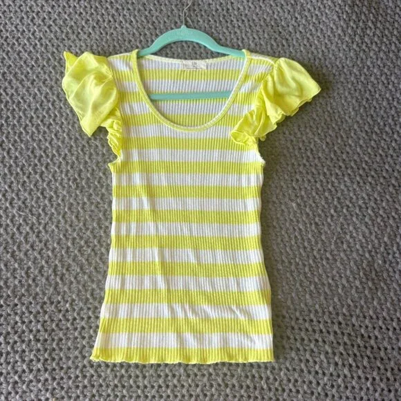 Anthropologie t.la Striped Flutter Top in Size Medium - Picture 5 of 9